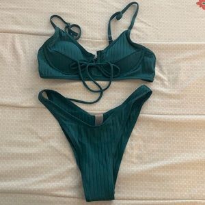 size small forest green high leg bikini